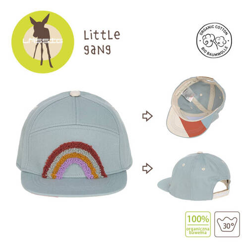 Lassig Kids Skater Cap Rainbow light blue. 1-2 years