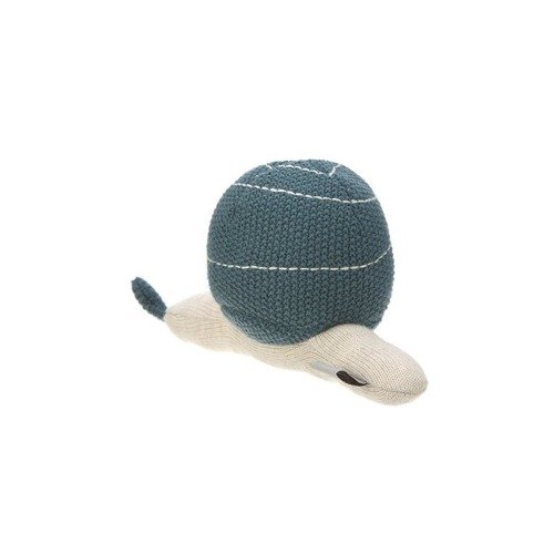 Lassig Knitted Toy with rattle Garden Explorer Snail blue. with rattle inside snail house. 0+ months