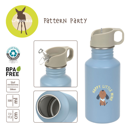 Lassig Bidon ze stali nierdzewnej z ustnikiem i uchwytem 500 ml Pattern Party Blue/green