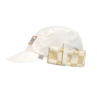 Lassig Czapka z filtrem UV80 z daszkiem i osłoną karku Splash & Fun Krata vanilla/sea salt