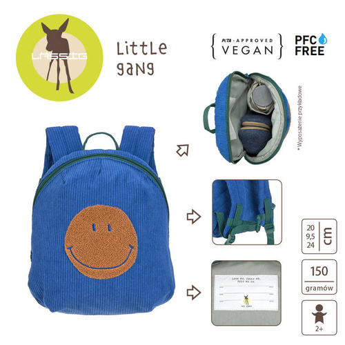 Lassig Plecak mini sztruks Little Gang Smile blue