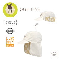 Lassig Czapka z filtrem UV80 z daszkiem i osłoną karku Splash & Fun Krata vanilla/sea salt