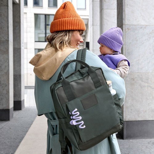 Lassig Green Label Plecak dla mam kwadratowy z akcesoriami Vividal Backpack dark olive