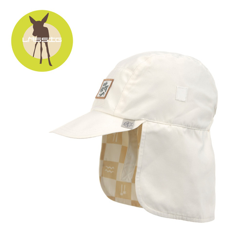 Lassig Czapka z filtrem UV80 z daszkiem i osłoną karku Splash & Fun Krata vanilla/sea salt