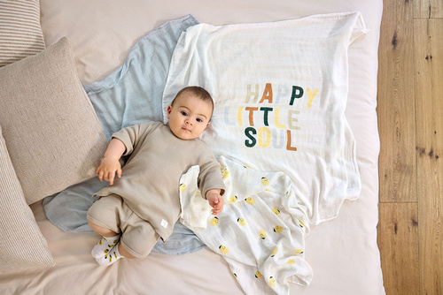 Lassig Bambusowy otulacz kocyk 80x80cm zestaw 3 szt. Happy Fruits Lemon