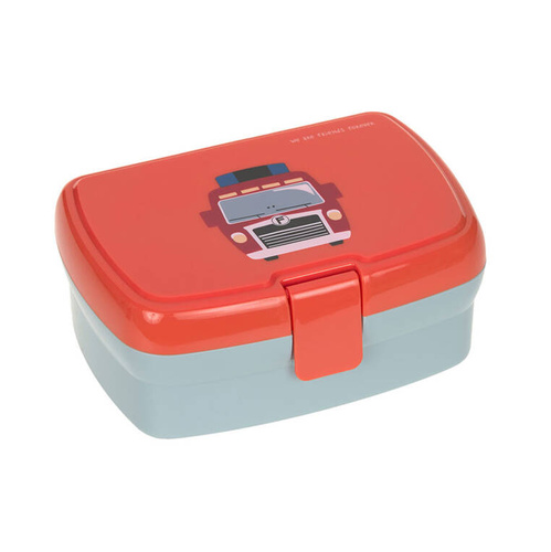 Lassig Zestaw na lunch Lunchbox + Tritanowa butelka - bidon 460 ml Tiny Drivers Wóz strażacki