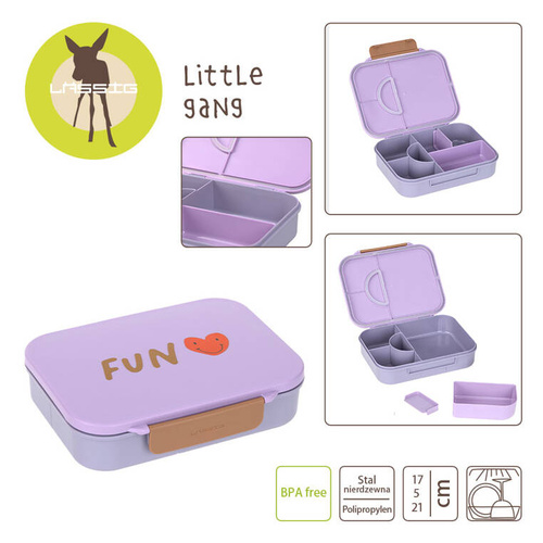 Lassig Lunchbox Bento z przegródkami Little Gang Heart lilac