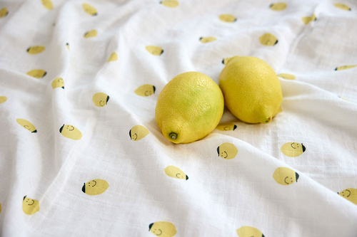 Lassig Bambusowa pieluszka otulacz Zestaw 3 szt. 80x80cm Happy Fruits lemon