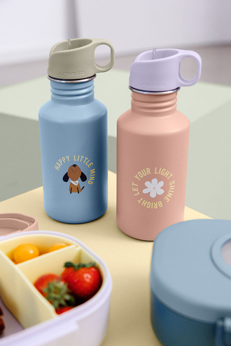 Lassig Bidon ze stali nierdzewnej z ustnikiem i uchwytem 500 ml Pattern Party Blue/green