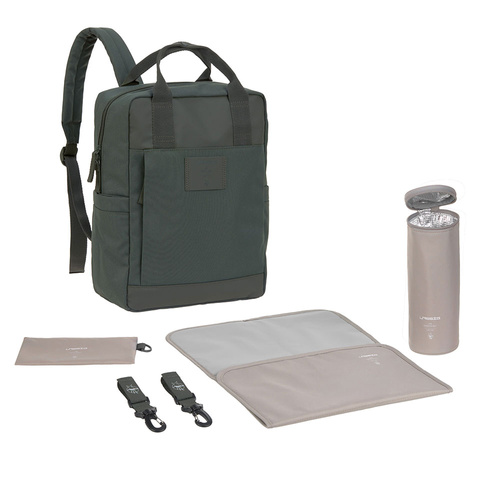 Lassig Green Label Plecak dla mam kwadratowy z akcesoriami Vividal Backpack dark olive