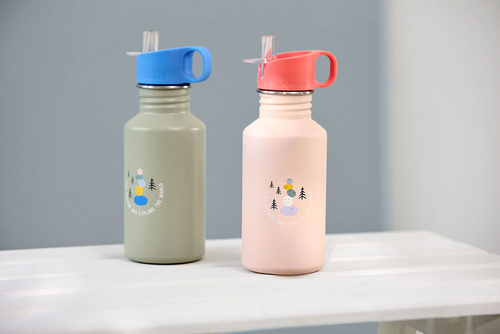 Lassig Bidon ze stali nierdzewnej z ustnikiem i uchwytem 500 ml Sunny Explorer rose/pink