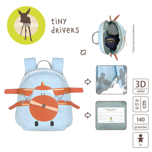 Lassig Plecak mini Tiny Drivers Samolot śmigłowy