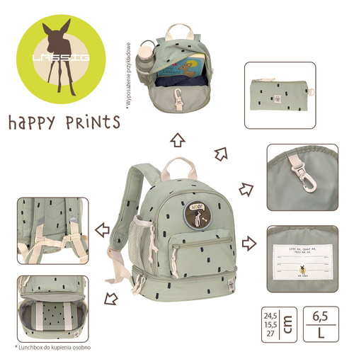 Lassig Plecak mini Happy Prints oliwkowy