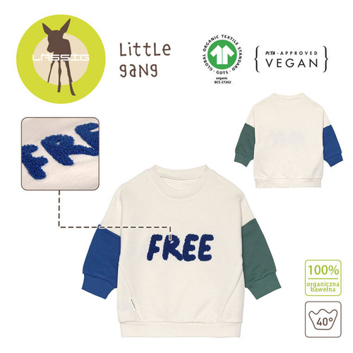 Lassig Bluza z bawełny organicznej GOTS Little Gang Free milky 7-12 m-cy