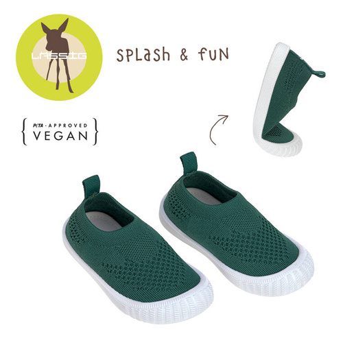 Lassig Ultrawygodne elastyczne trampki dziecięce z antypoślizgową podeszwą Splash & Fun green