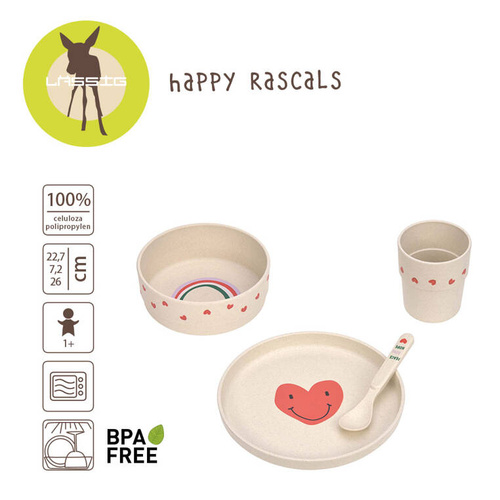 Lassig Komplet naczyń dla dzieci Happy Rascals Heart lavender