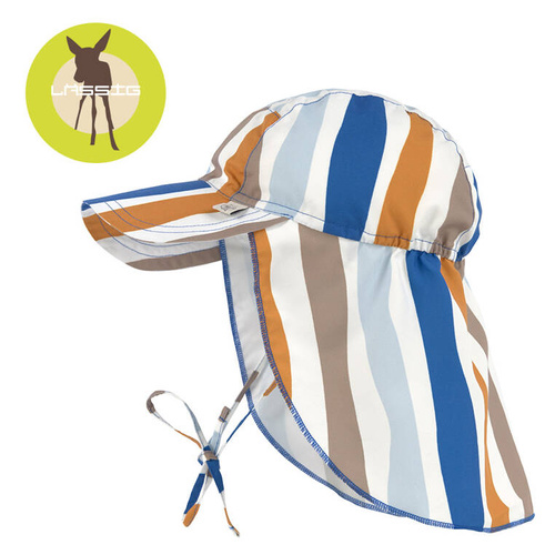 Lassig Czapka przeciwsłoneczna z daszkiem i osłoną karku UV80 Splash & Fun Fale blue/nature