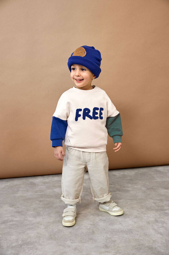 Lassig Bluza z bawełny organicznej GOTS Little Gang Free milky 7-12 m-cy