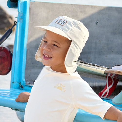 Lassig Czapka z filtrem UV80 z daszkiem i osłoną karku Splash & Fun Krata vanilla/sea salt