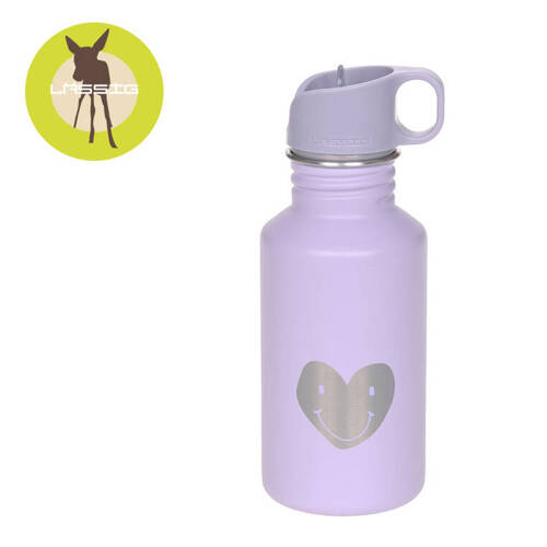 Lassig Bidon ze stali nierdzewnej z ustnikiem i uchwytem 500 ml Little Gang Heart lilac