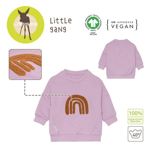 Lassig Bluza z bawełny organicznej GOTS Little Gang Rainbow lilac 4-6 lat