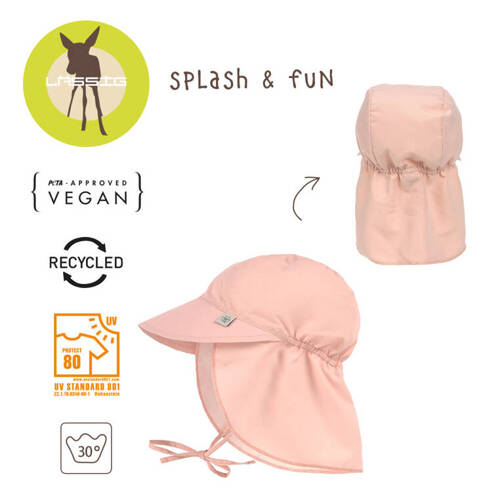 Lassig Czapka przeciwsłoneczna z daszkiem i osłoną karku UV80 Splash & Fun pink, rozm. 50/51