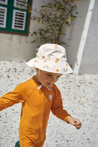Lassig Dwustronny kapelusz przeciwsłoneczny UV80 Splash & Fun Tęcza nature, rozm. 46/49