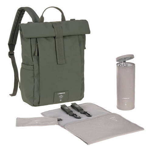 Lassig Green Label Plecak dla mam z akcesoriami Rolltop Up Backpack olive