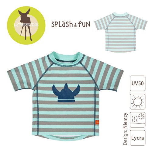 Lassig, Koszulka T-shirt do pływania Striped aqua, UV 50+