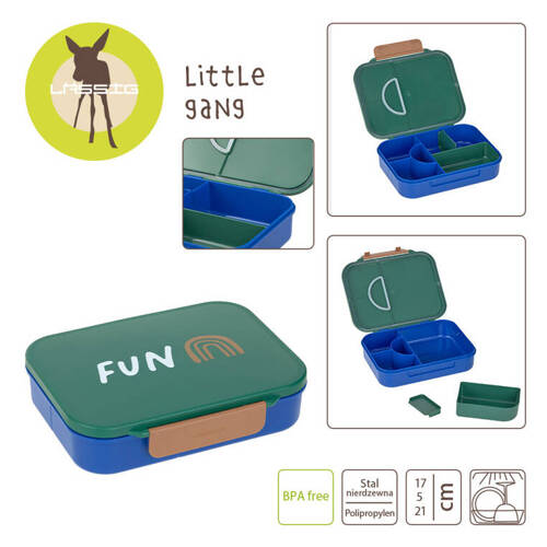 Lassig Lunchbox Bento z przegródkami Little Gang Rainbow green