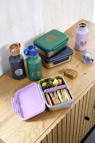 Lassig Lunchbox ze stali nierdzewnej Little Gang Heart lilac