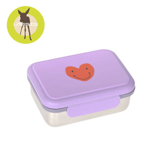 Lassig Lunchbox ze stali nierdzewnej Little Gang Heart lilac