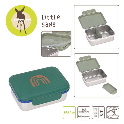 Lassig Lunchbox ze stali nierdzewnej Little Gang Rainbow green