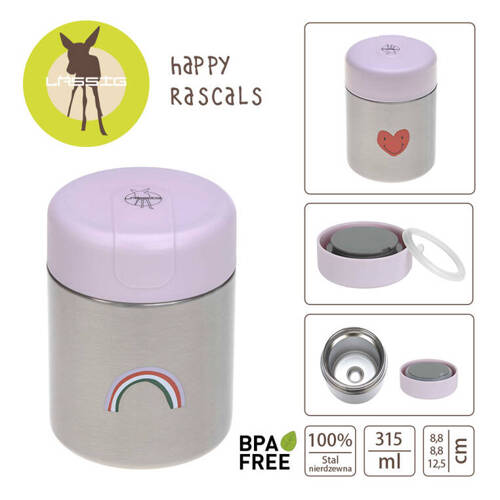 Lassig Pojemnik - termos obiadowy 315 ml Happy Rascals Heart lavender